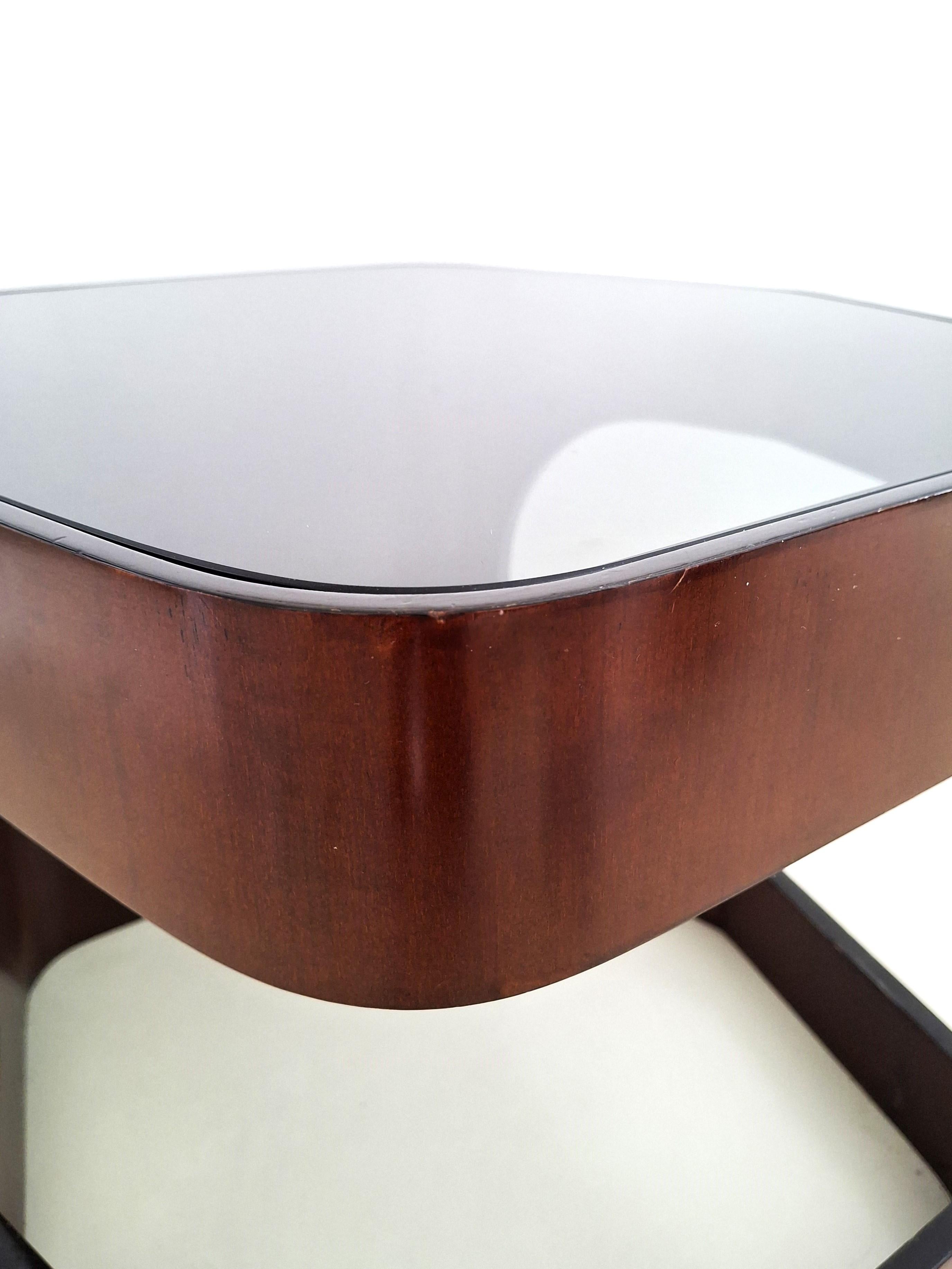 Late 20th Century Vintage Italian Coffee Table on Casters, 1970s Design For Sale