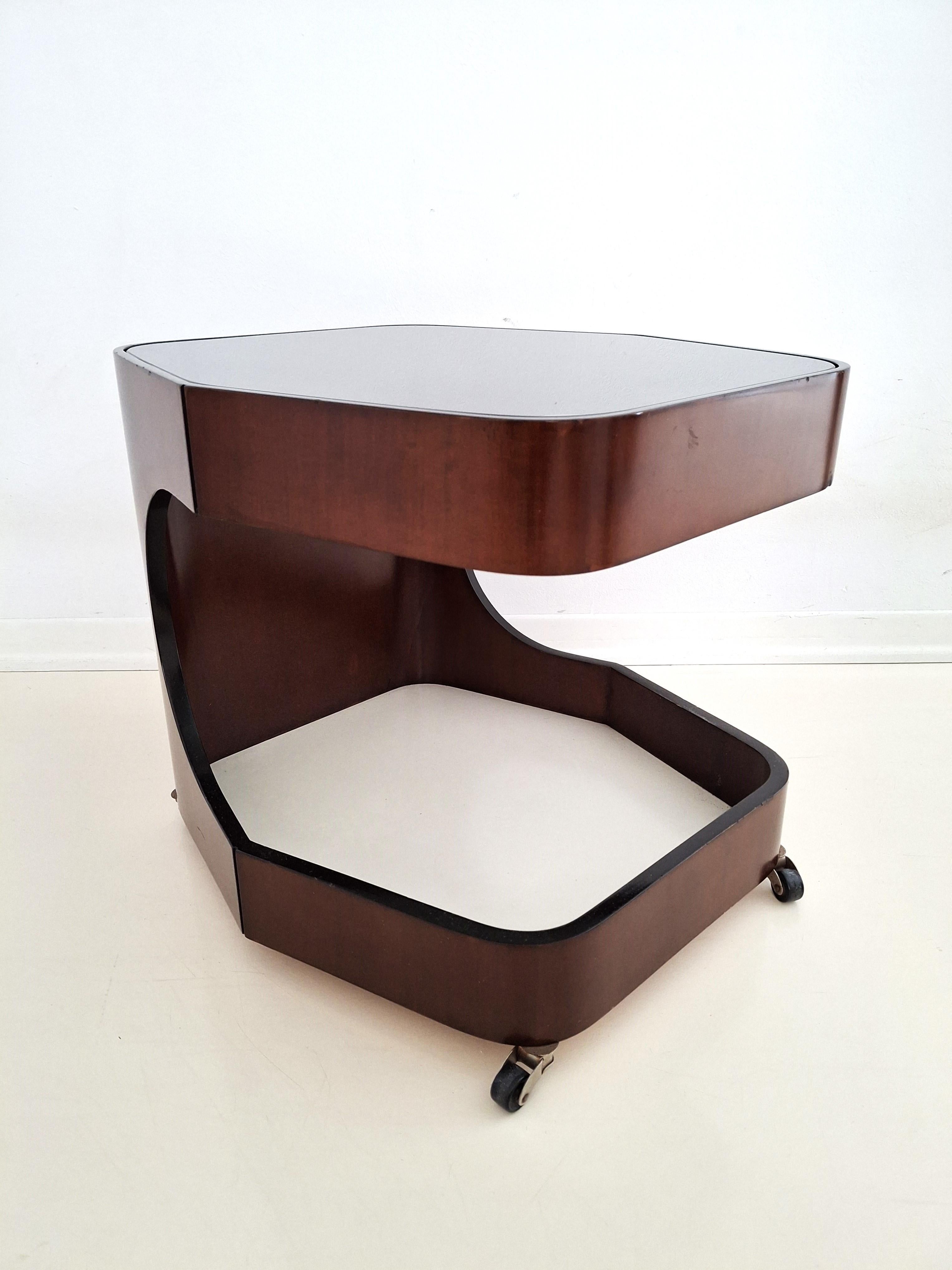 Vintage Italian Coffee Table on Casters, 1970s Design For Sale 2