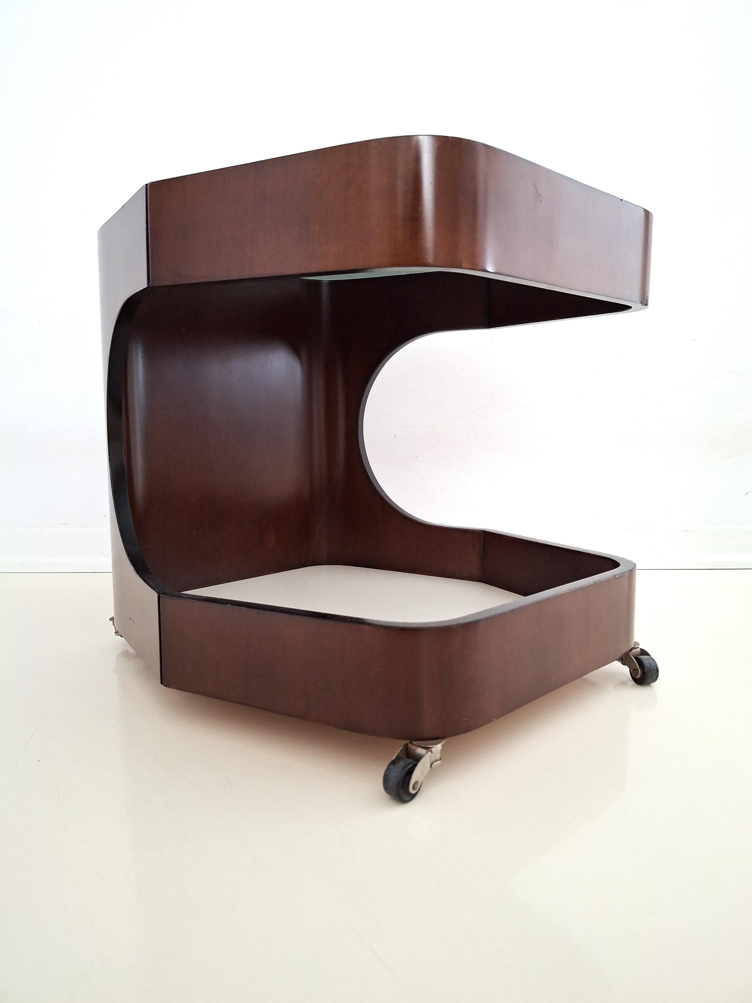 Vintage Italian Coffee Table on Casters, 1970s Design For Sale 3