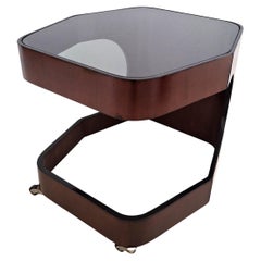 Vintage Italian Coffee Table on Casters, 1970s Design
