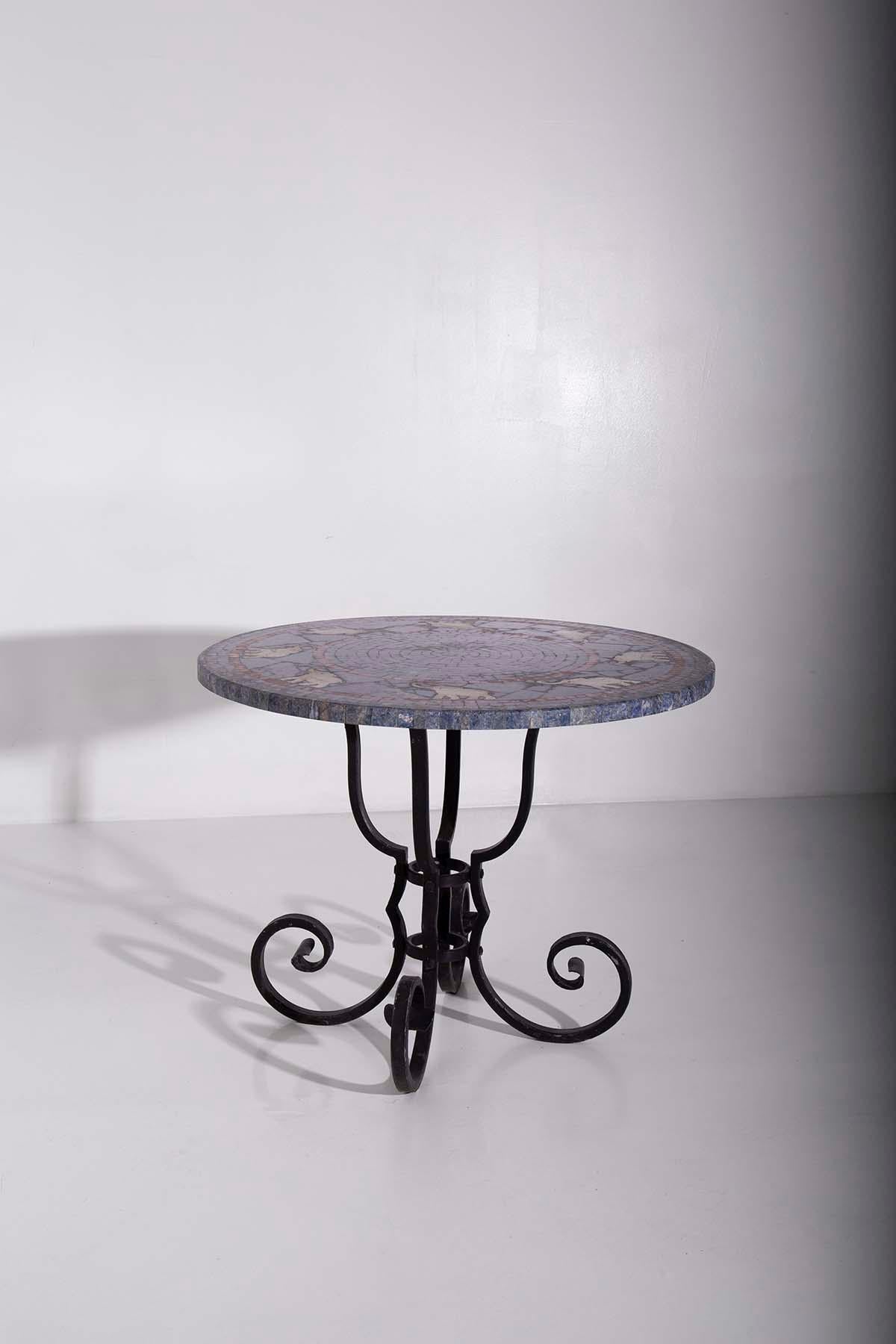 Vintage Italian Coffee Table with Marble Top  In Good Condition For Sale In Milano, IT