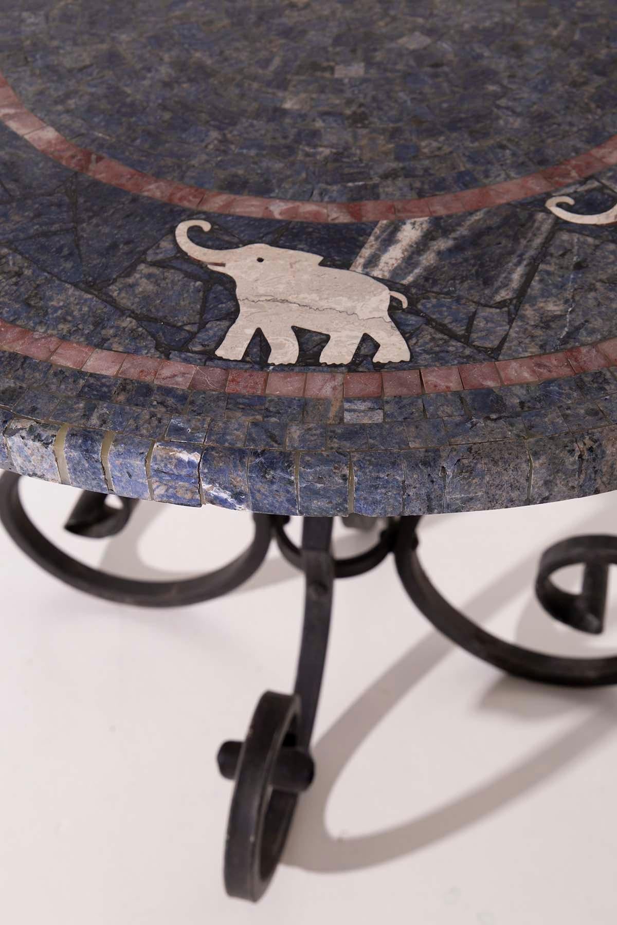 Fer forgé Table basse italienne vintage avec plateau en marbre  en vente