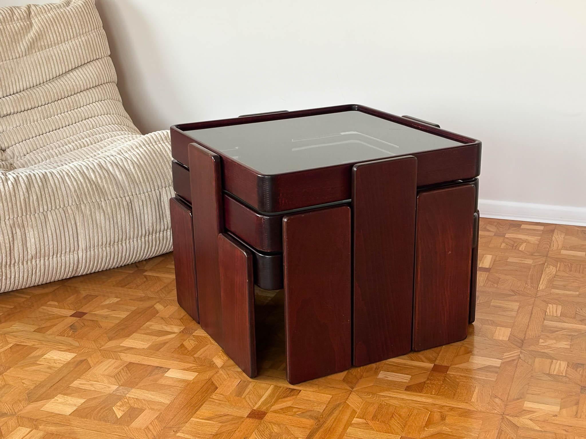 Coffee Nesting Table by Gianfranco Frattini for Cassina Italy set of 3 1970s 3