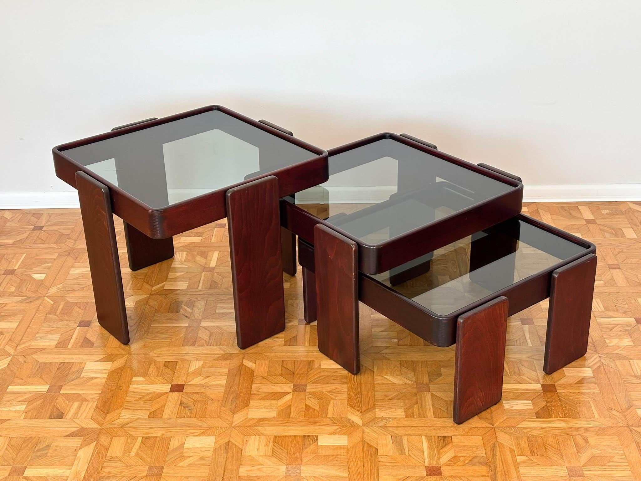 Coffee Nesting Table by Gianfranco Frattini for Cassina Italy set of 3 1970s 4