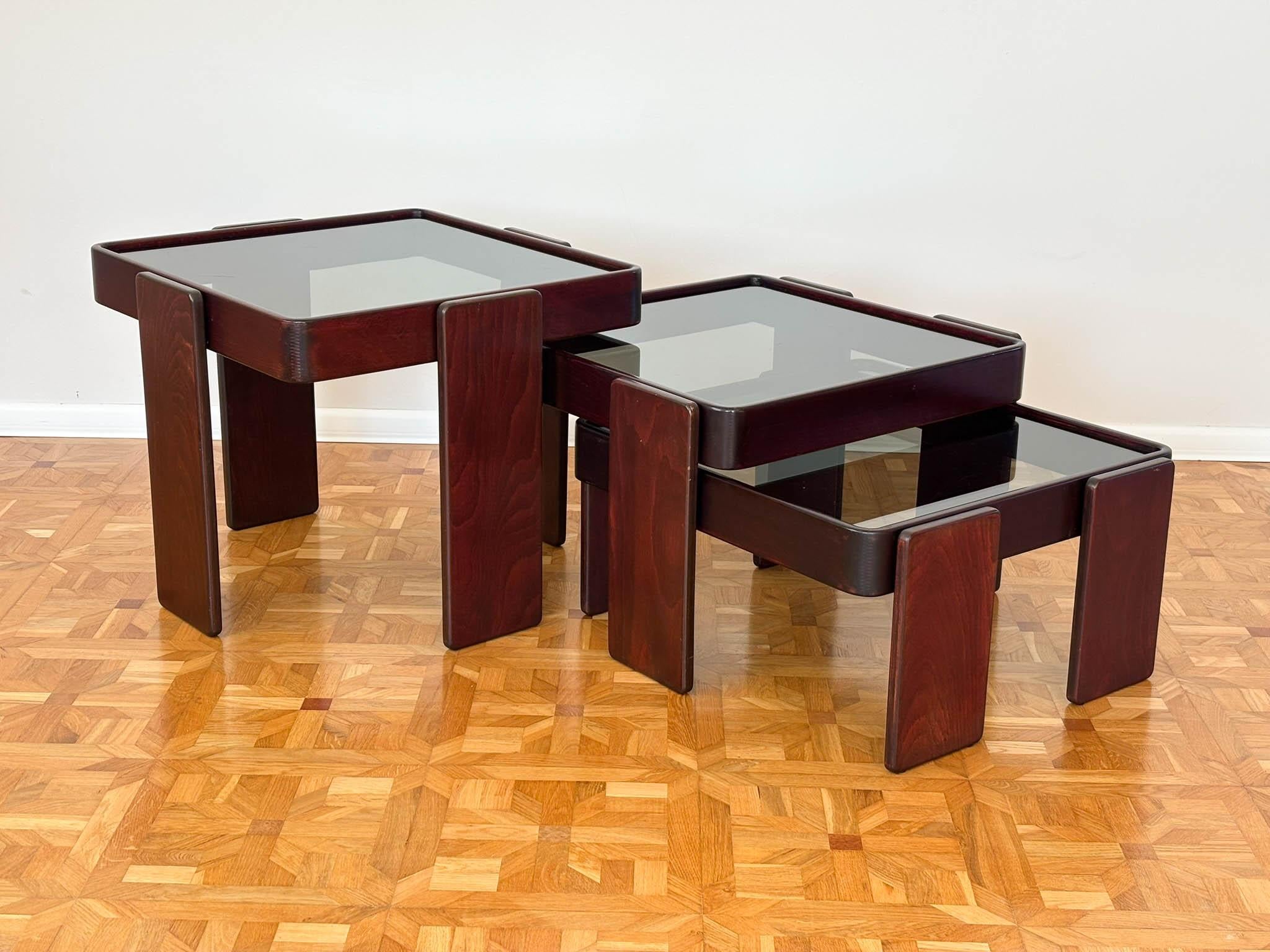 Coffee Nesting Table by Gianfranco Frattini for Cassina Italy set of 3 1970s 5