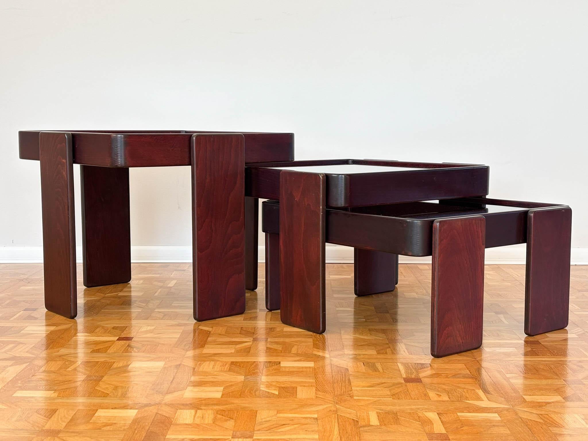Coffee Nesting Table by Gianfranco Frattini for Cassina Italy set of 3 1970s 6