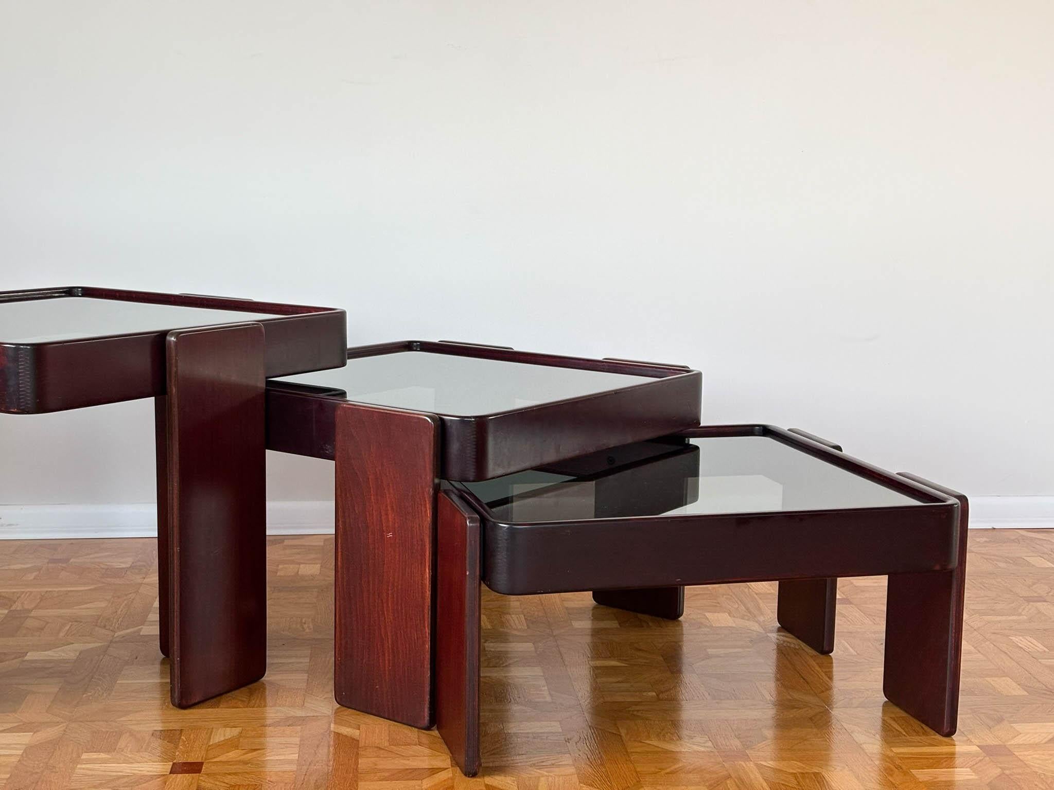 Coffee Nesting Table by Gianfranco Frattini for Cassina Italy set of 3 1970s 1