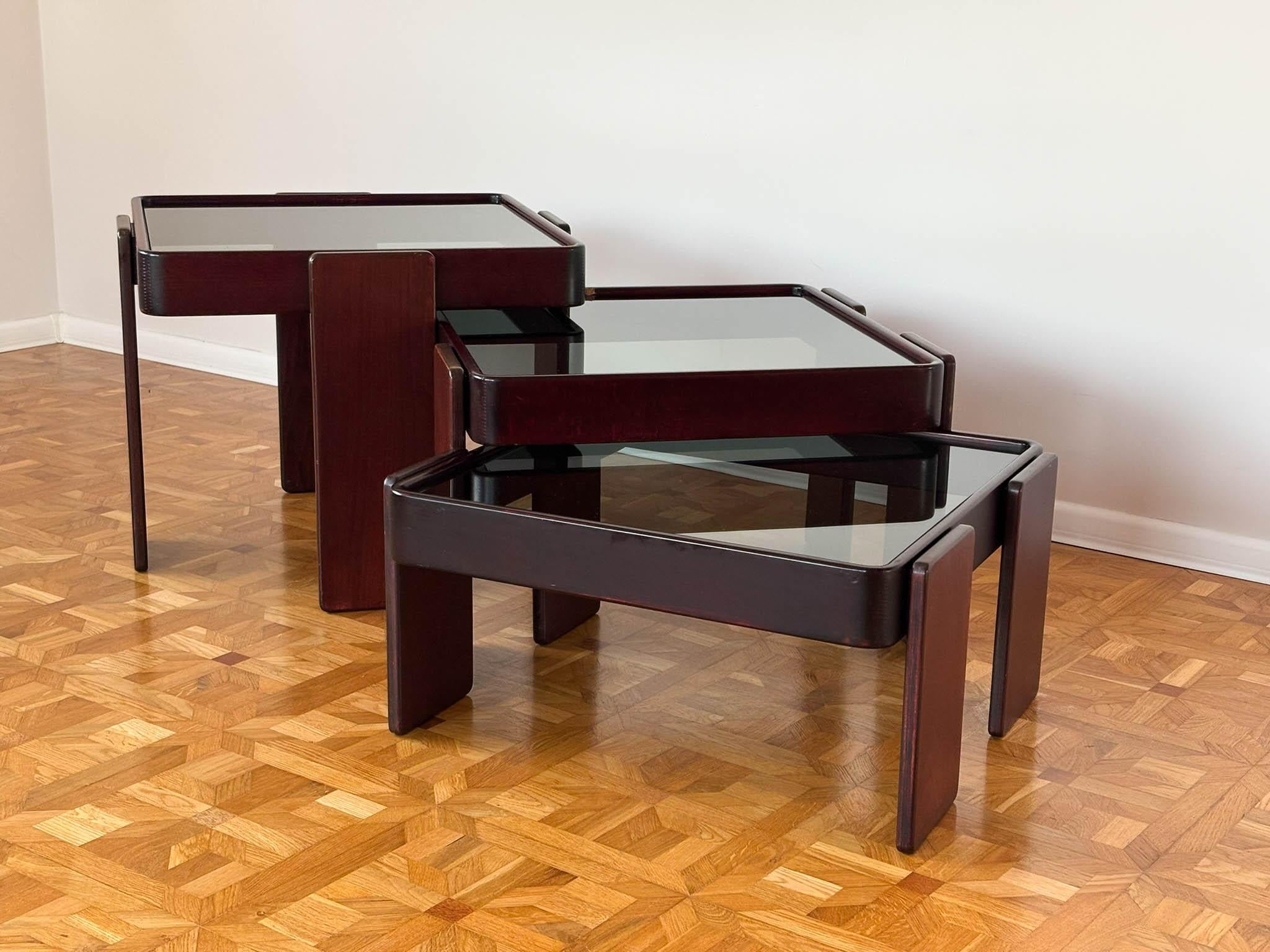 Coffee Nesting Table by Gianfranco Frattini for Cassina Italy set of 3 1970s 2