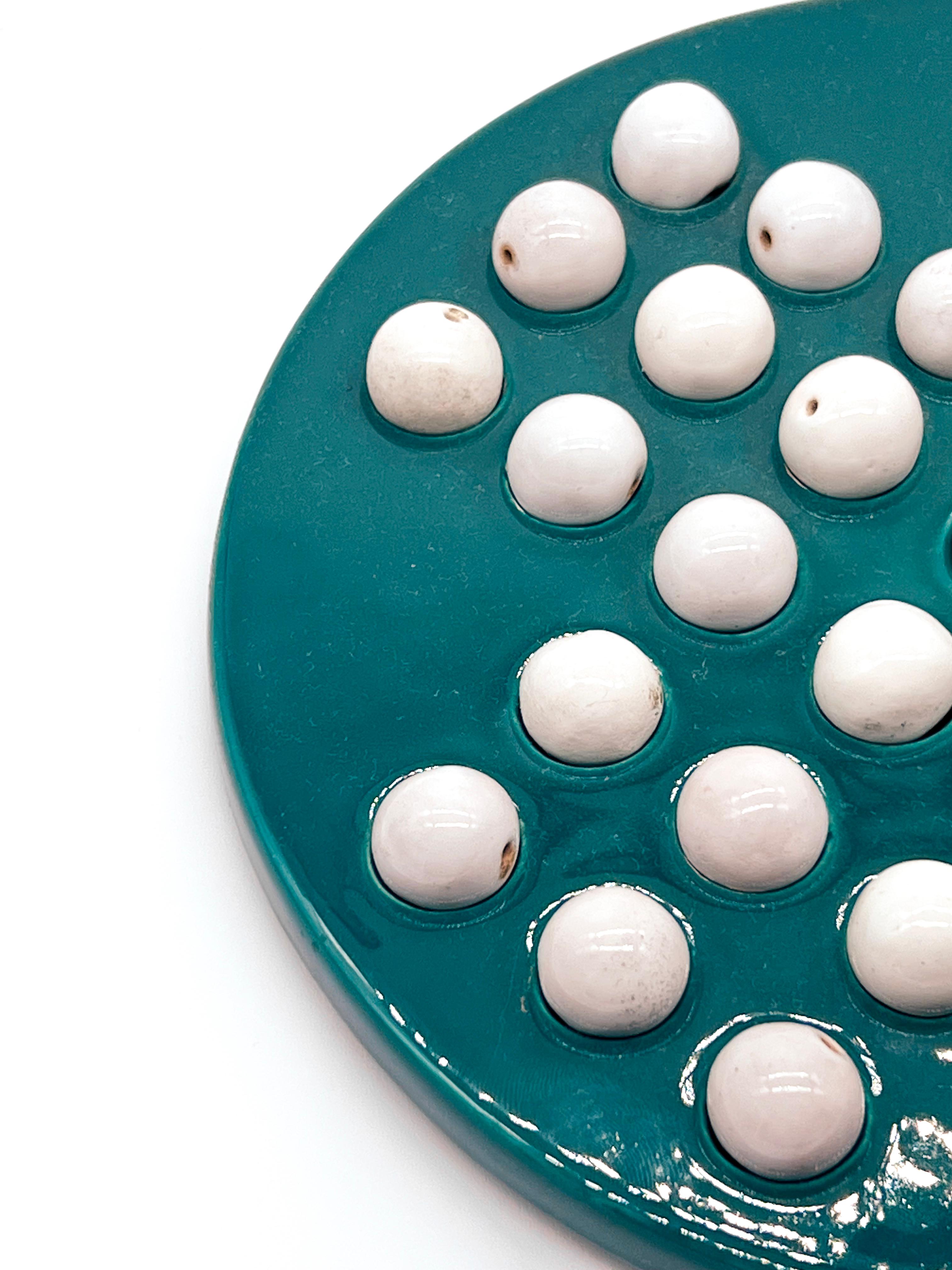 Modern Vintage Italian Collectible Ceramic Table Game by Gabbianelli, Green and White For Sale