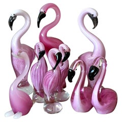 Vintage Italian Collection of Murano Glass Birds - Set of 9