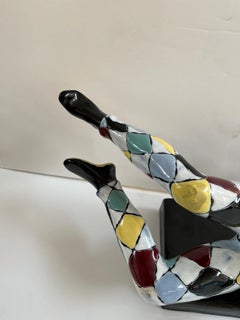 Figura di Arlecchino in ceramica colorata vintage di Otello Rosa per San Polo