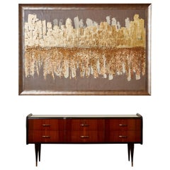 Vintage Italian Commode in Wood and Glass