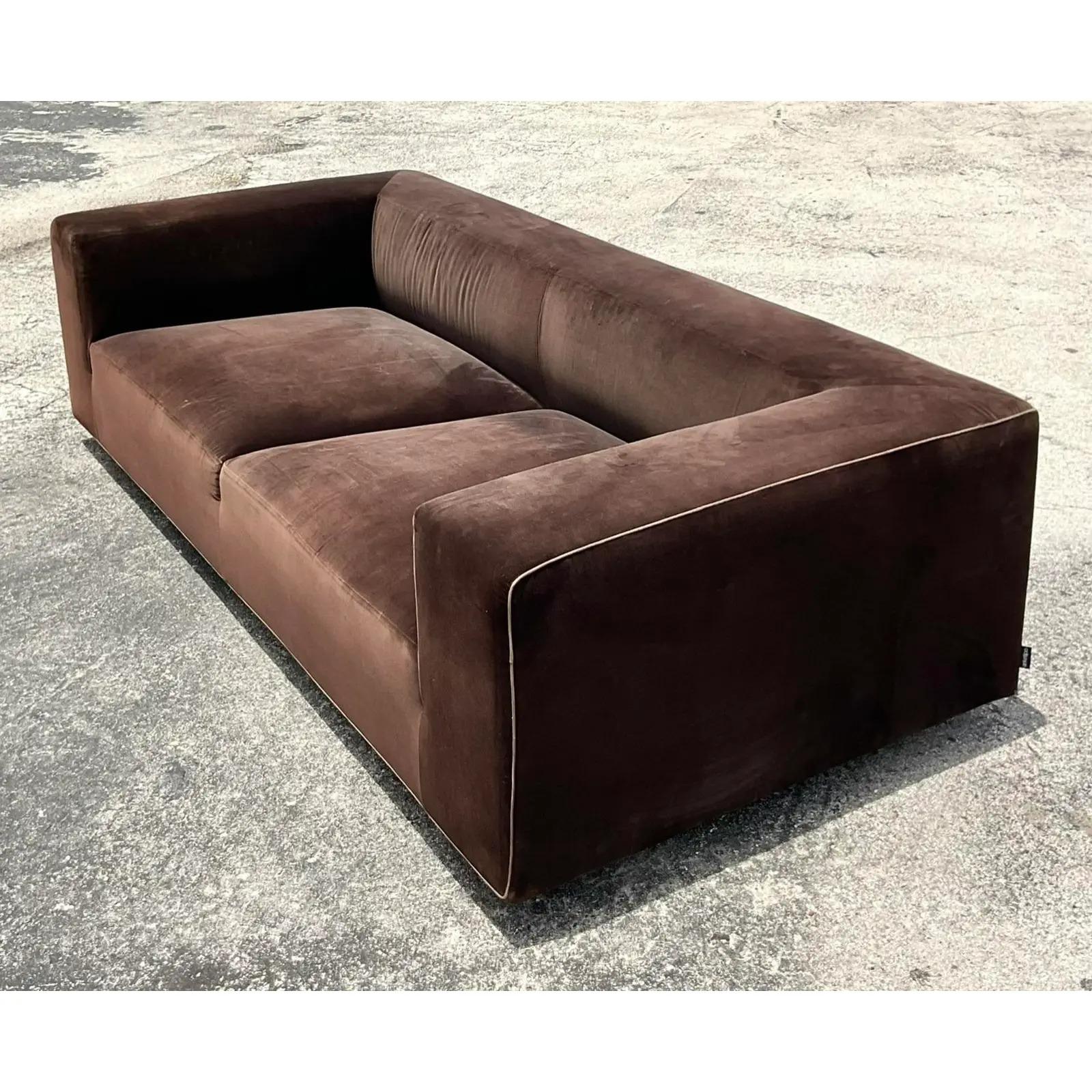 Vintage Italian Contemporary Arketipo Velvet Sofa 6
