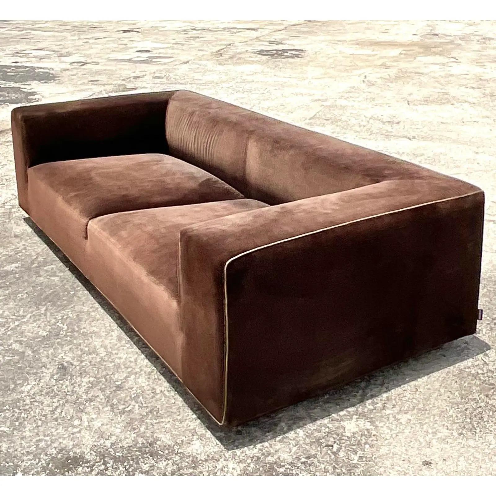 Vintage Italian Contemporary Arketipo Velvet Sofa 4