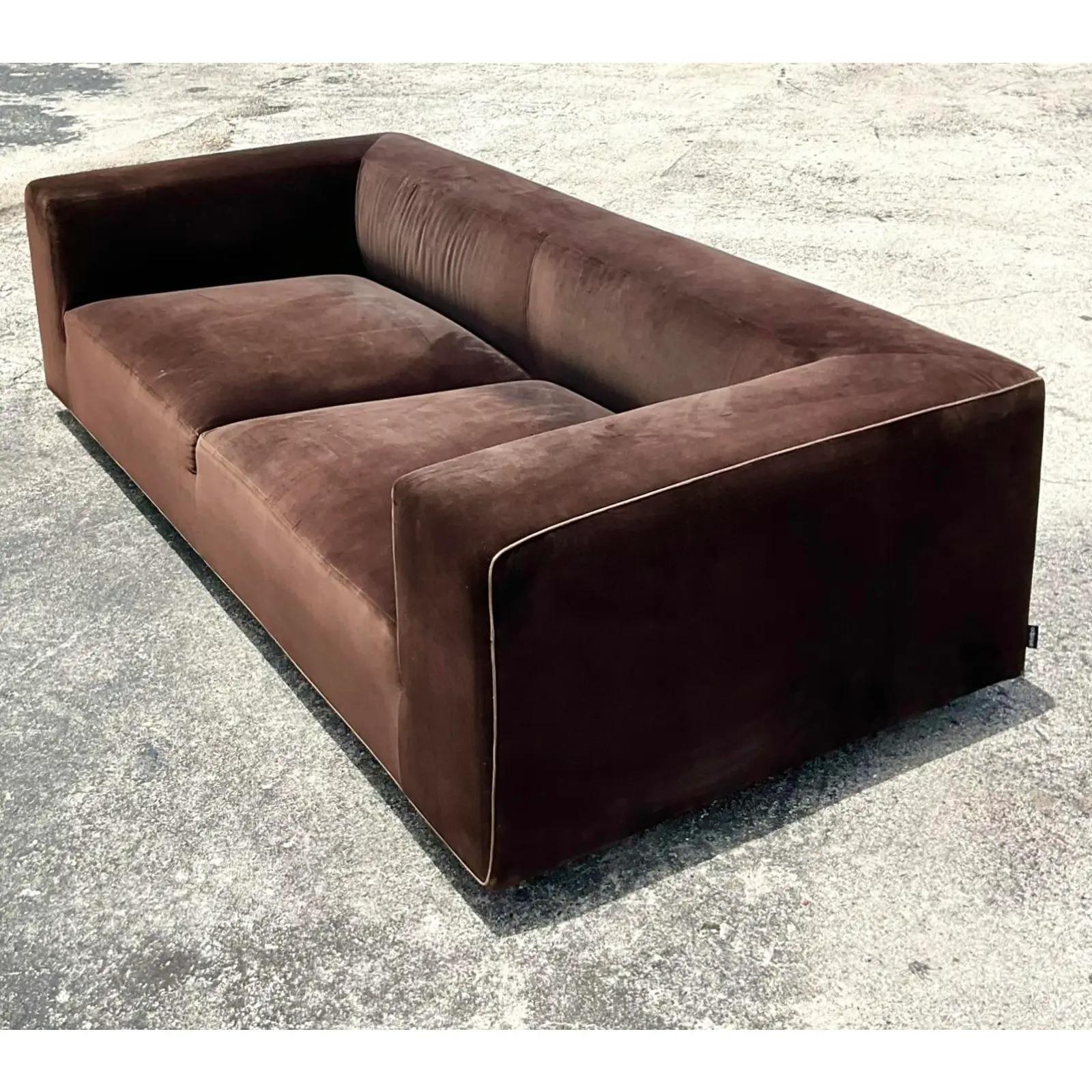 Vintage Italian Contemporary Arketipo Velvet Sofa 5