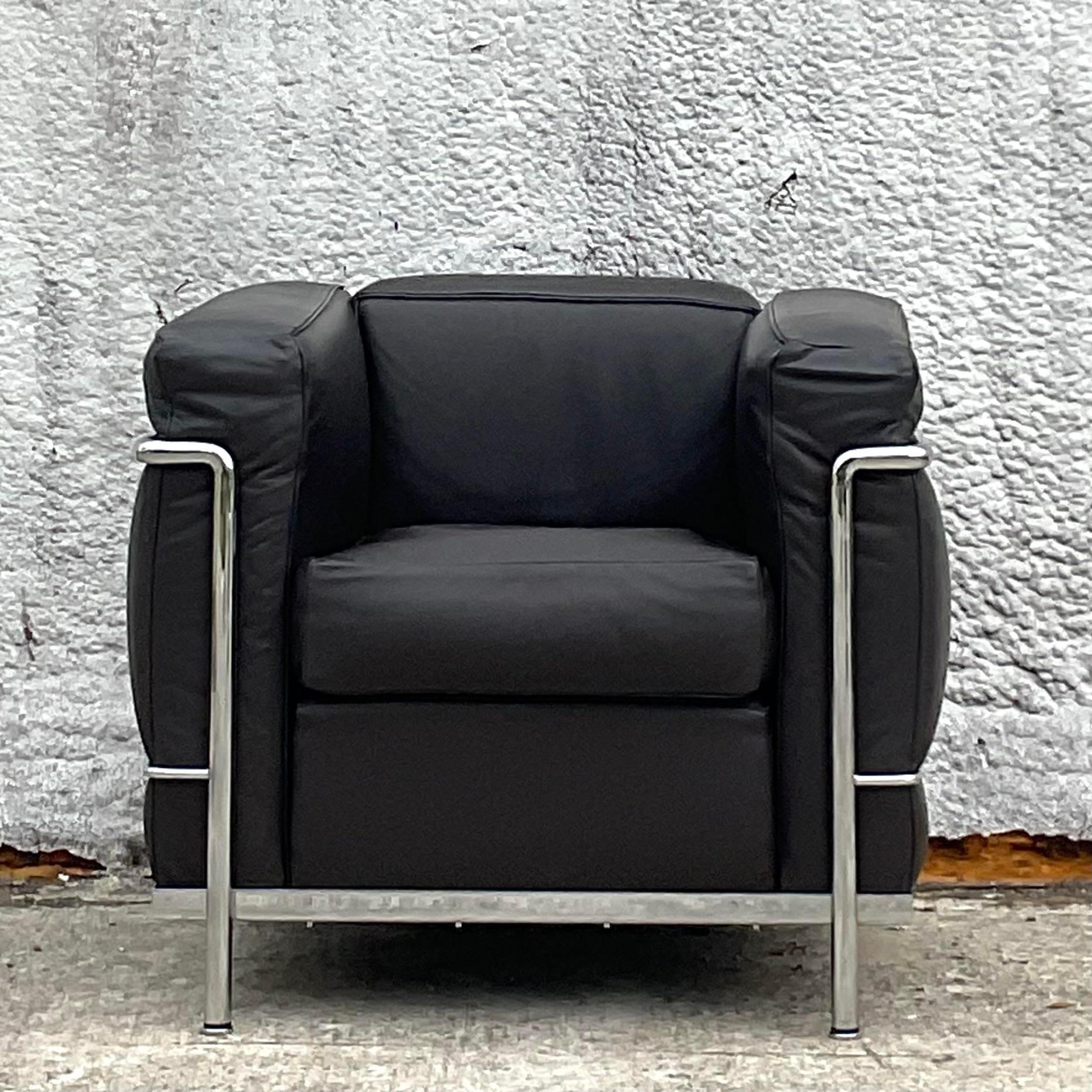 italien Vintage Italian Contemporary Cassina Lc2 Petite Modele Corbusier Leather Chair en vente