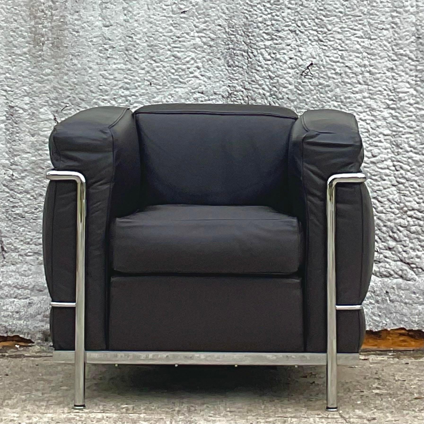Vintage Italian Contemporary Cassina Lc2 Petite Modele Corbusier Leather Chair For Sale 1