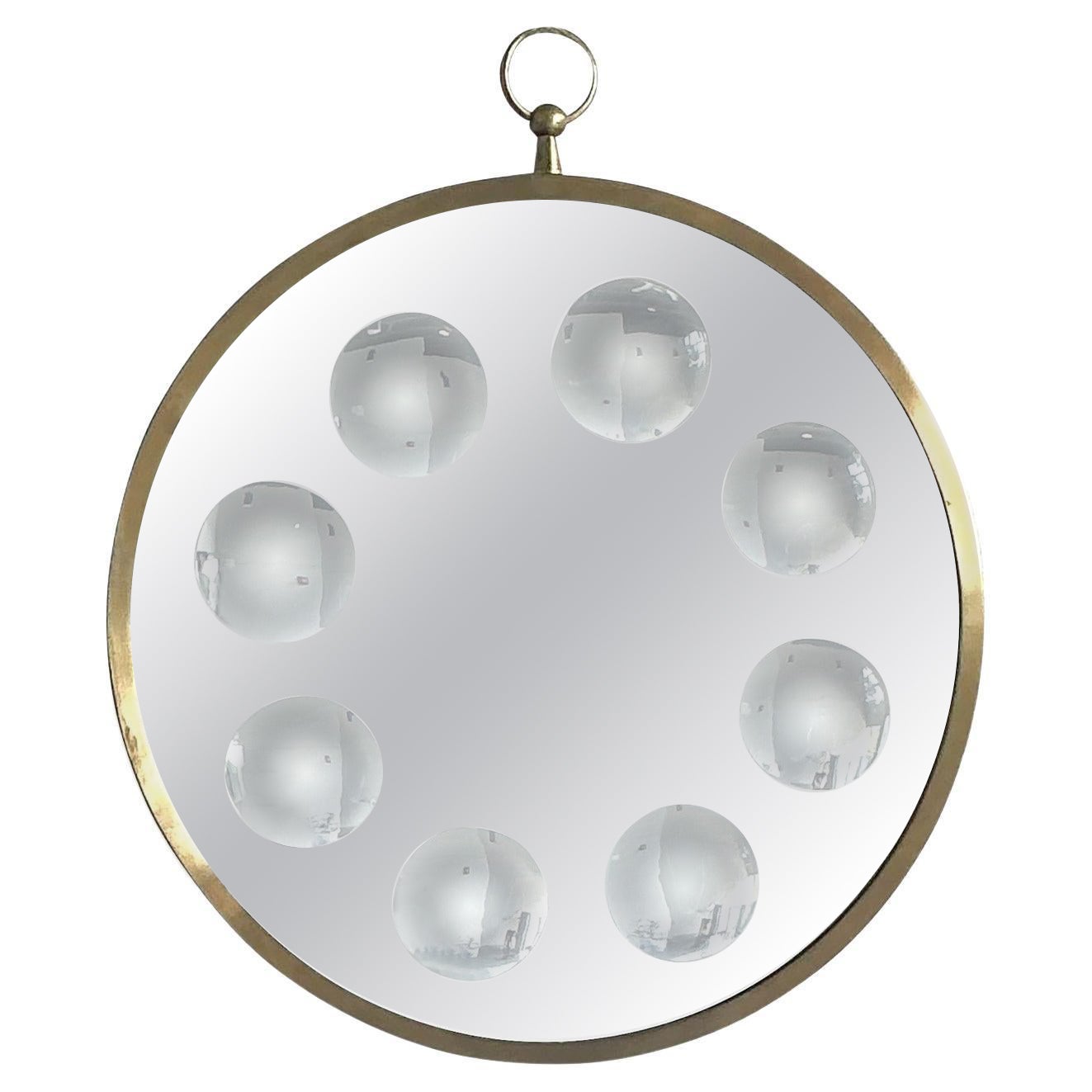 Vintage Italian Convex Circles Mirror After Fornasetti