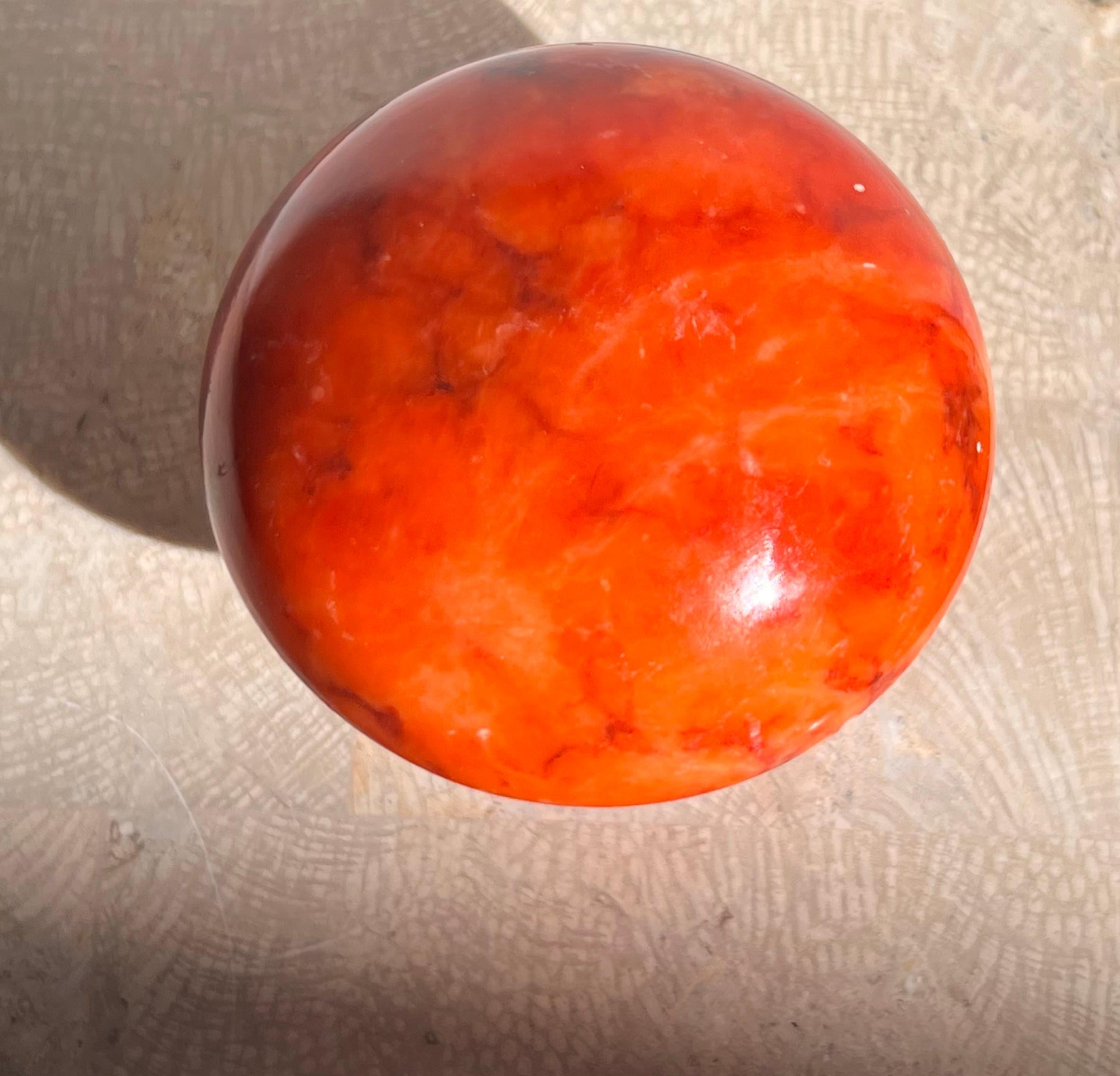 Vintage Italian Coral Red Marble Mushroom Objet / Paperweight, 1960s In Good Condition In View Park, CA