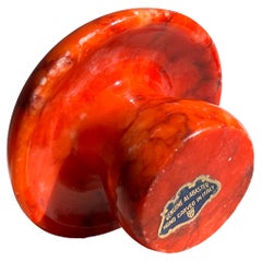 Vintage Italian Coral Red Marble Mushroom Objet / Paperweight, 1960s