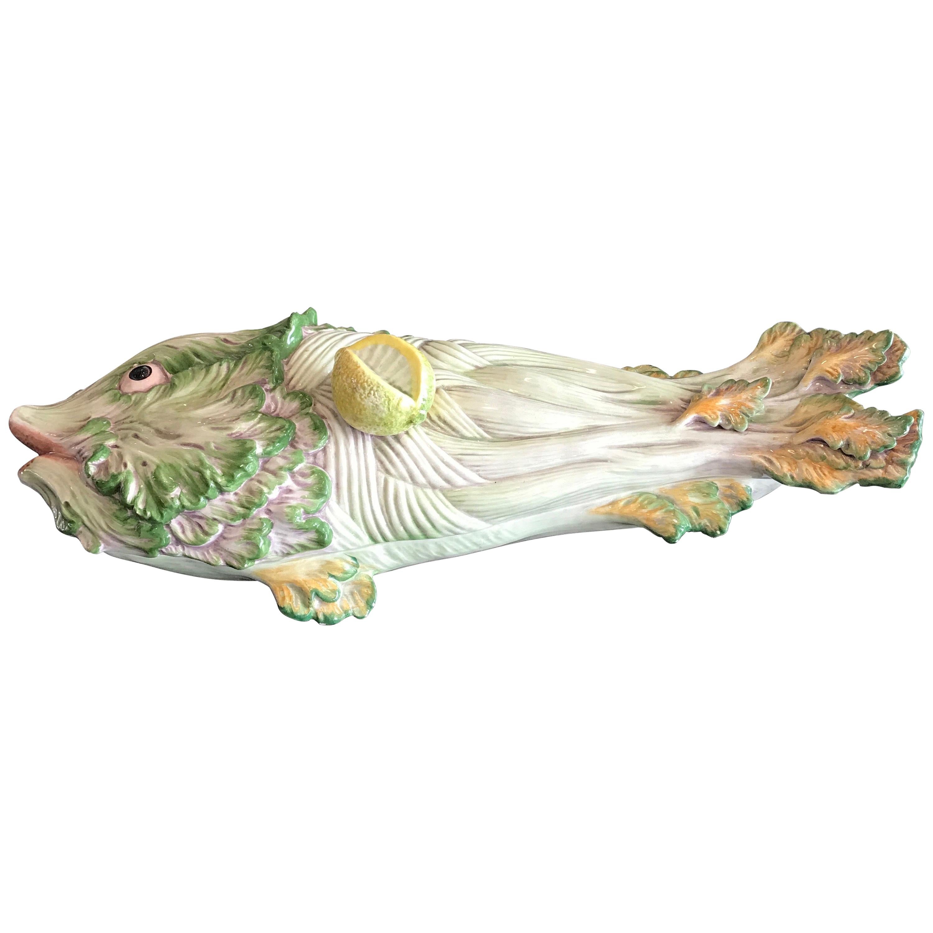 Vintage Italian Covered Fish Tureen For Sale