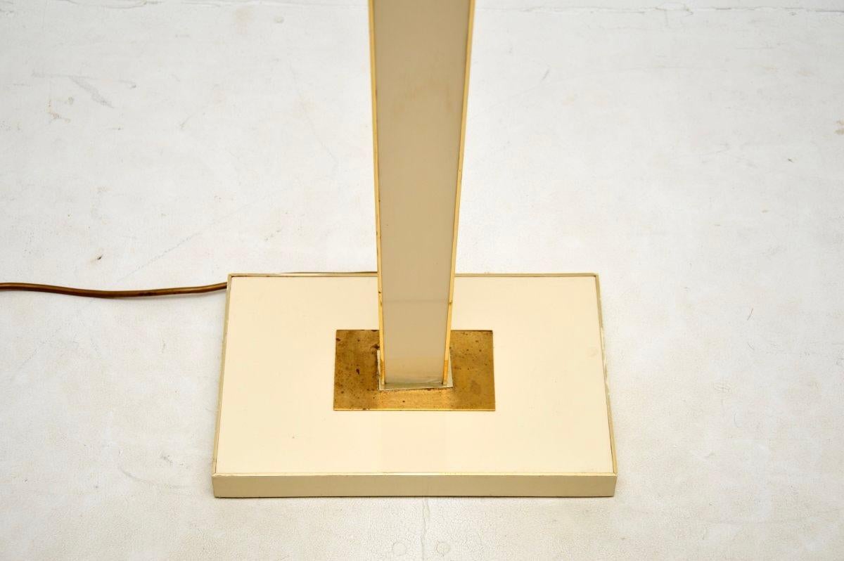 Vintage Italian Cream and Brass Floor Lamp In Good Condition For Sale In London, GB