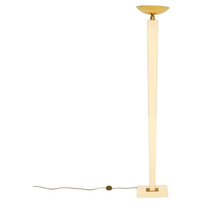 Vintage Italian Cream and Brass Floor Lamp