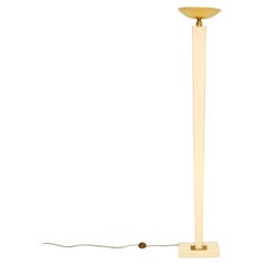 Vintage Italian Cream and Brass Floor Lamp