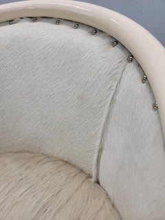 Vintage Italian Cream Lacquer Barrel Back Occasional Chair by Tonon