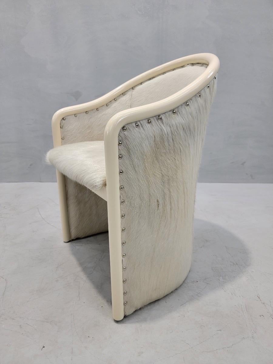 Vintage Italian Cream Lacquer Barrel Back Occasional Chair by Tonon For Sale 1