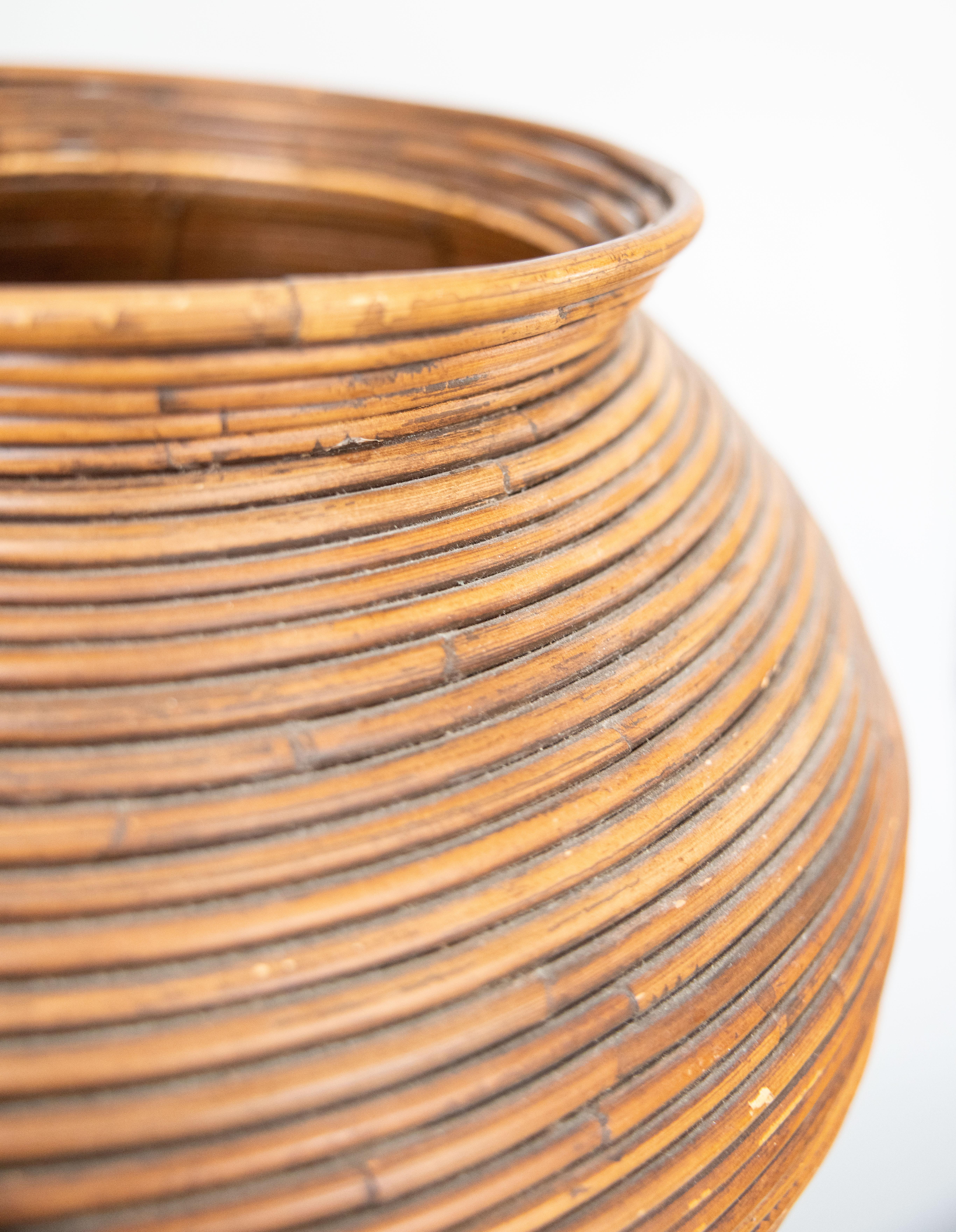 Mid-Century Italienisch Bleistift Reed Bambus Boden Vase Umbrella Stand (20. Jahrhundert) im Angebot