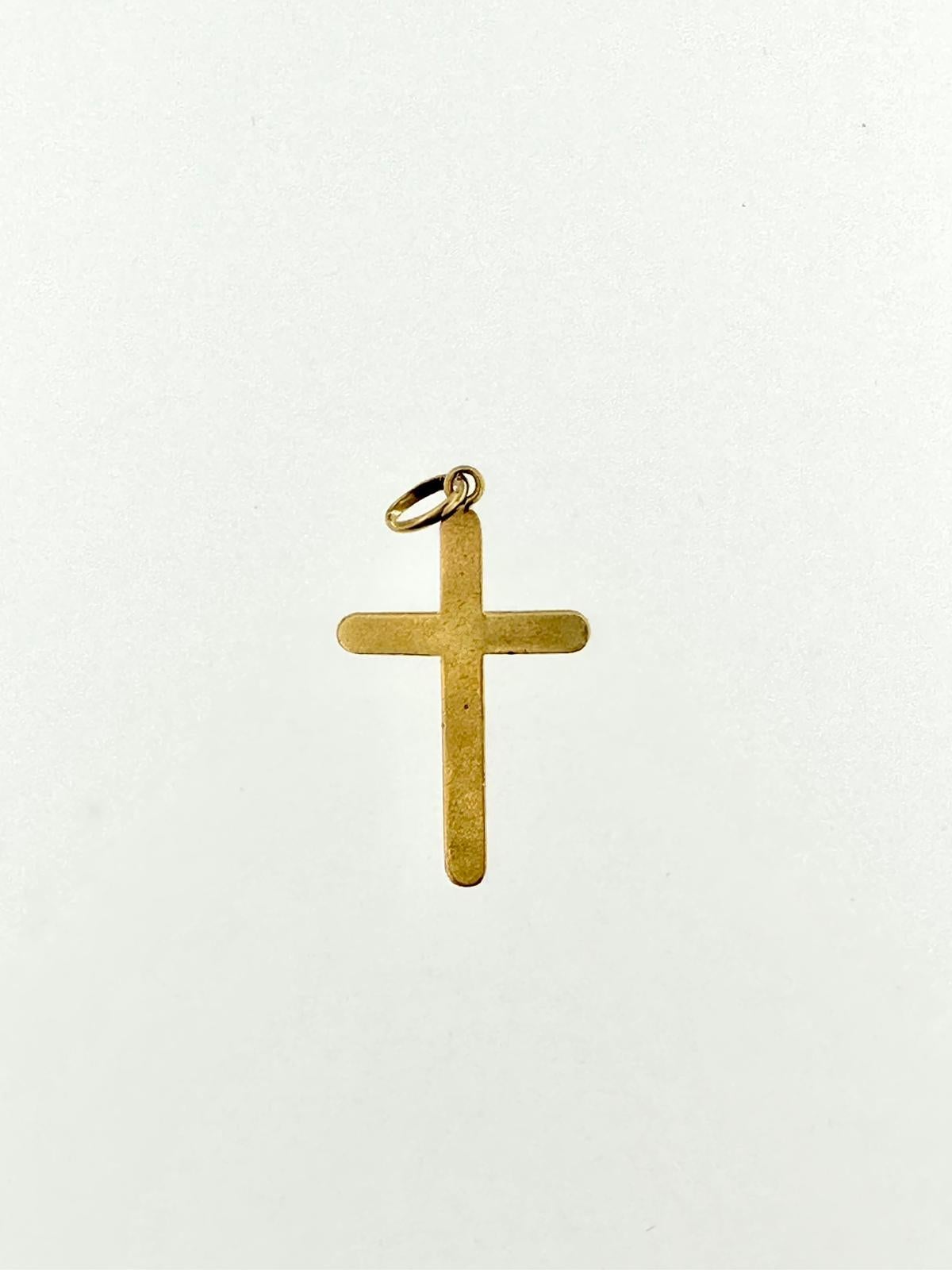 Modern Vintage Italian Crucifix 18kt Yellow Gold For Sale