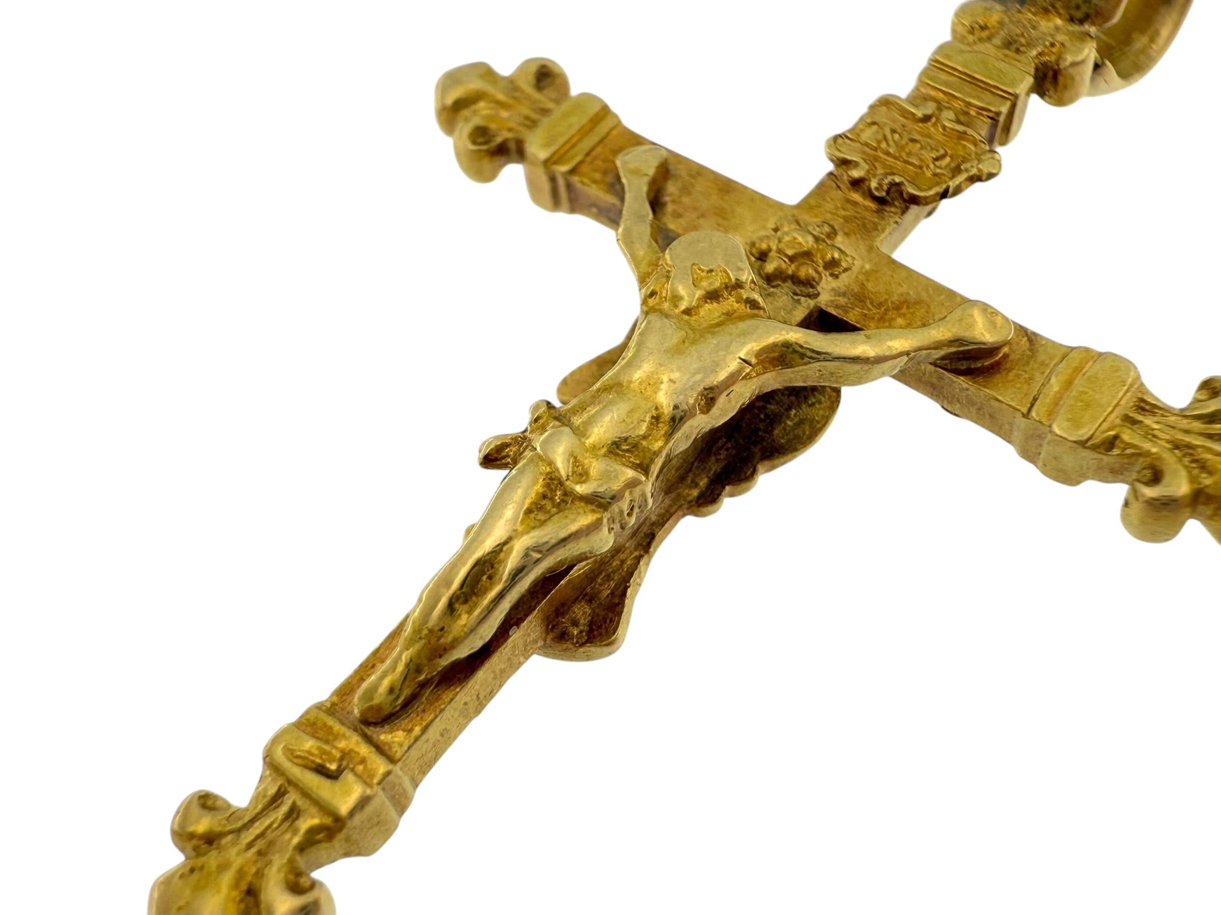 Vintage Italian Crucifix Double-Sided 14 karat Yellow Gold 1