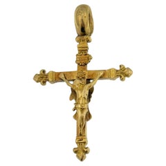 Vintage Italian Crucifix Double-Sided 14 karat Yellow Gold
