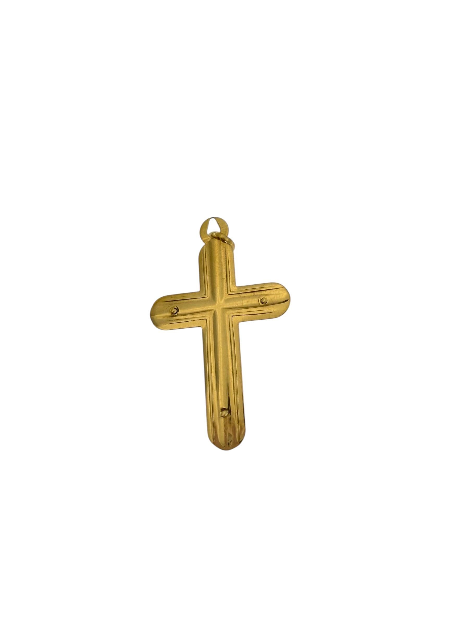Crucifix italien vintage en or jaune et oxydation noire Unisexe en vente