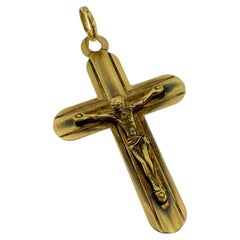 Vintage Italian Crucifix Yellow Gold and Black Oxidation