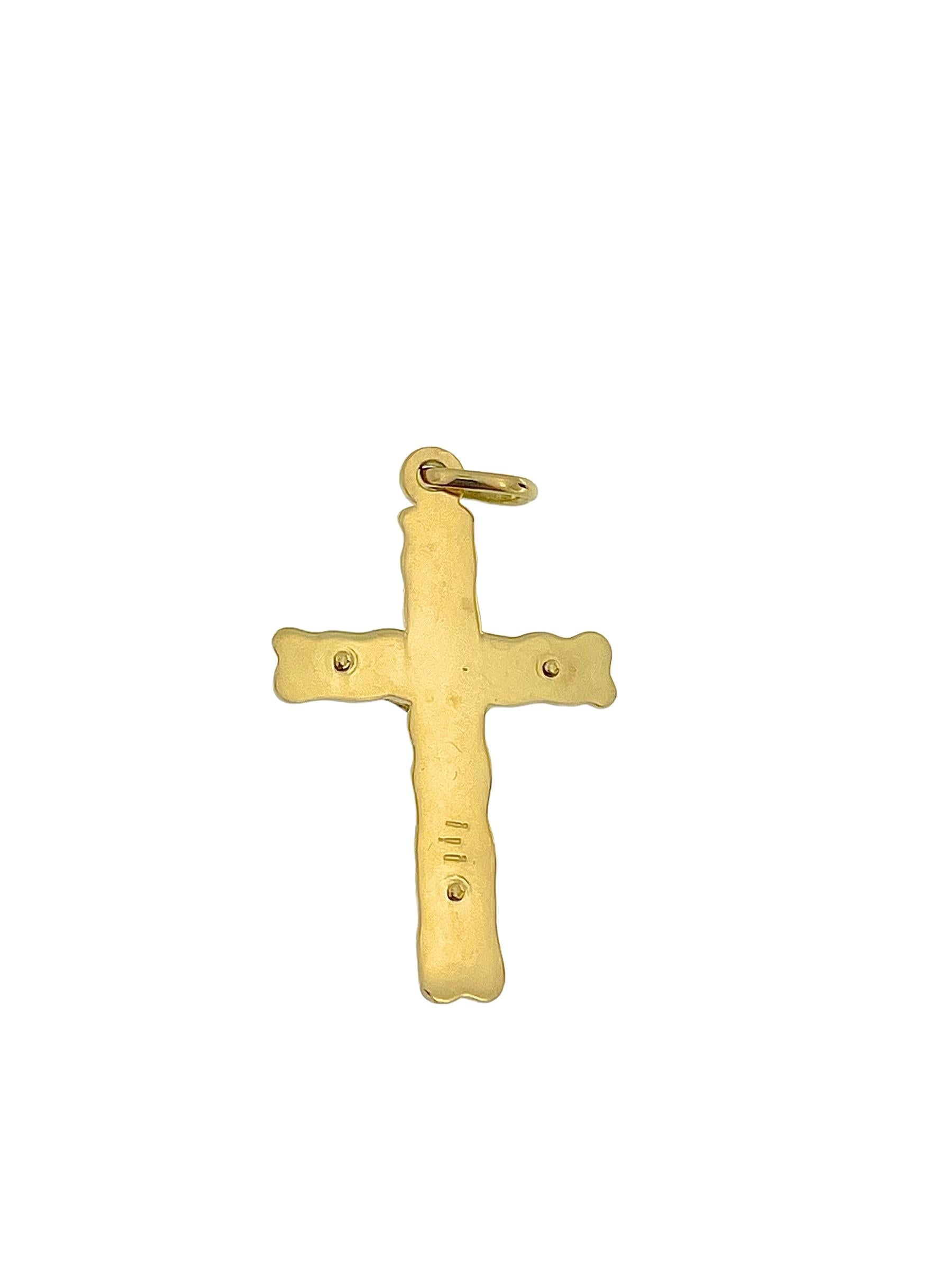 Modern Vintage Italian Crucifix Yellow Gold  For Sale