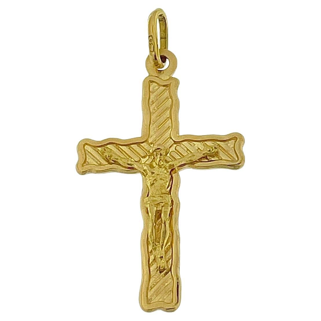 Vintage Italian Crucifix Yellow Gold  For Sale