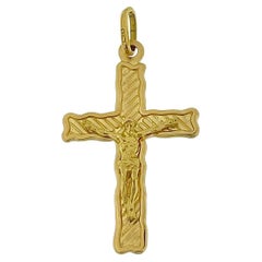 Crucifijo Italiano Vintage Oro Amarillo
