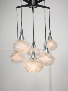 Vintage Italian Crystal and Chrome Chandelier, 1970s