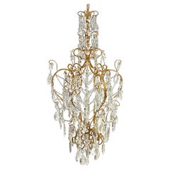 Vintage Italian Crystal and Glass Pendant Chandelier