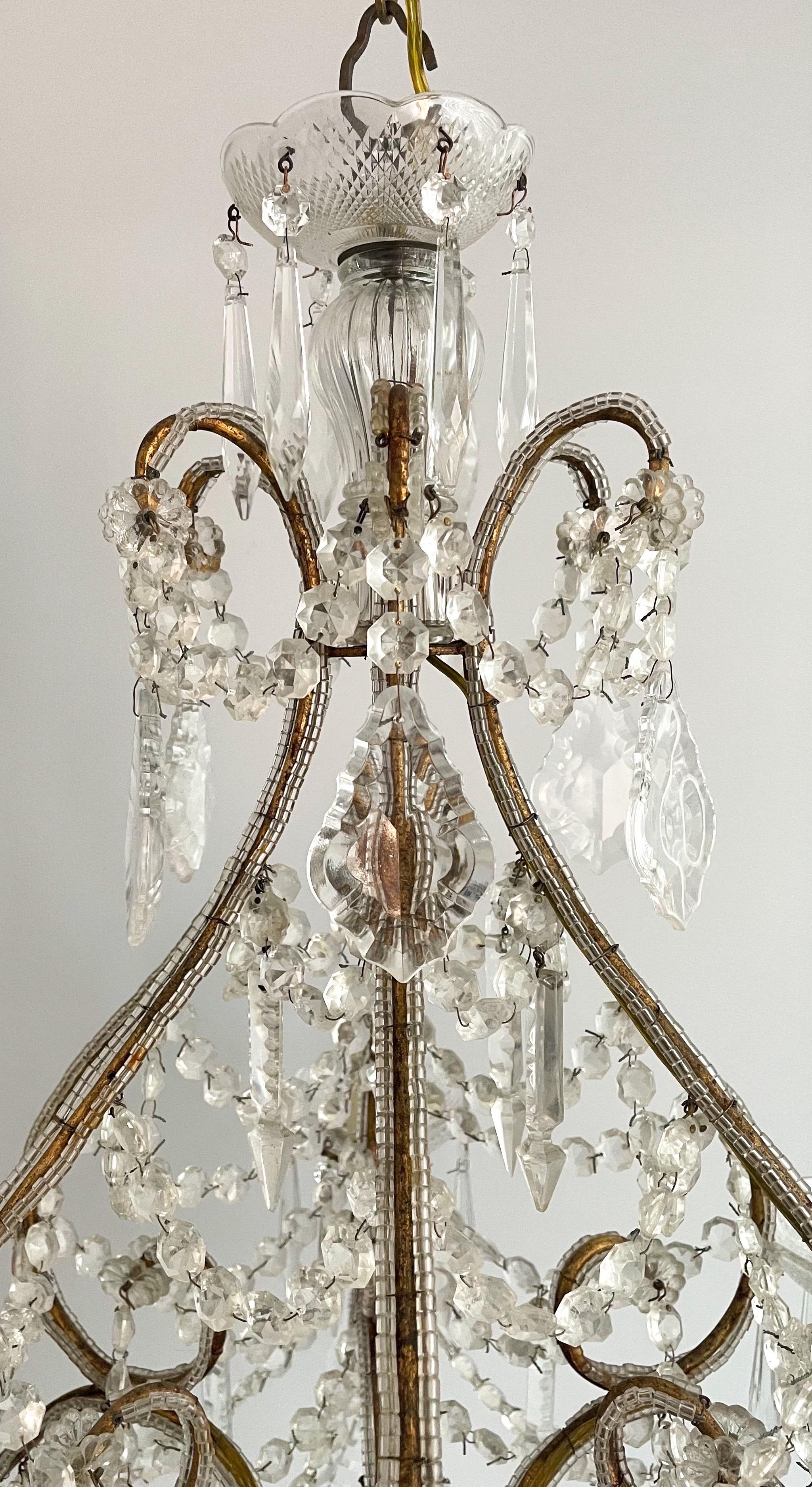 Louis XVI Vintage Italian Crystal Beaded Chandelier