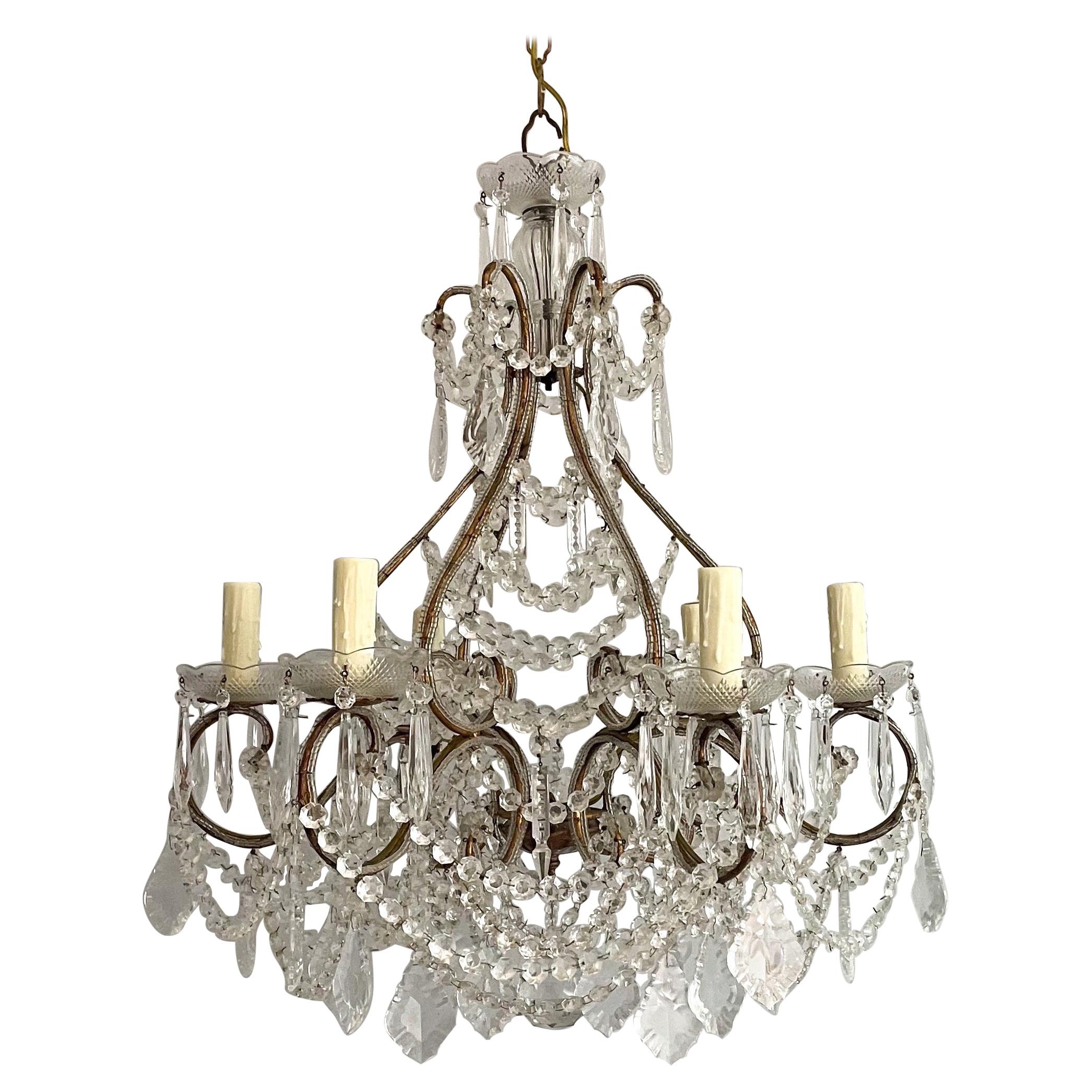 Vintage Italian Crystal Beaded Chandelier