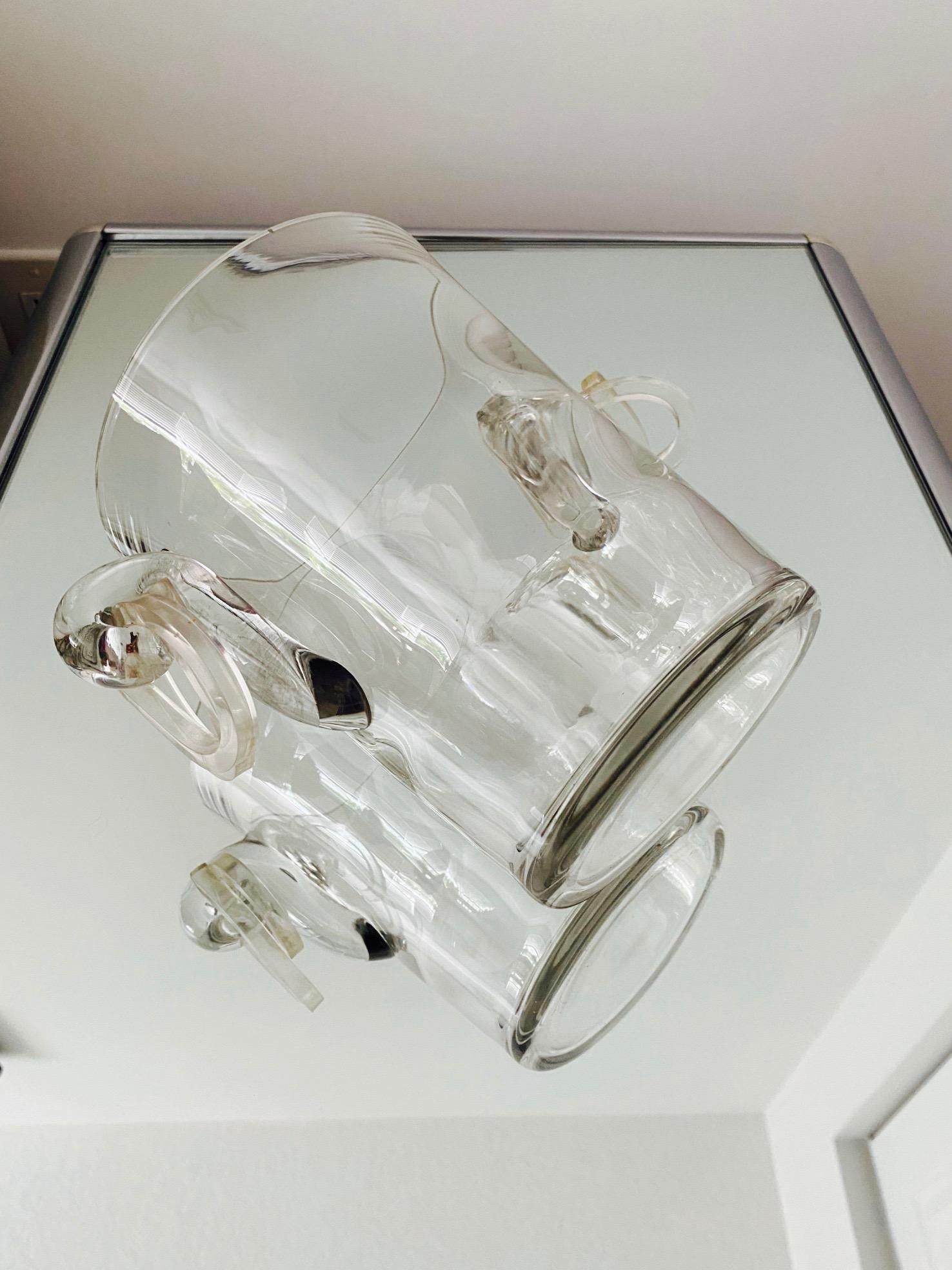 Vintage Italian Crystal Champagne Cooler with Lucite Handles, c. 1970's 4