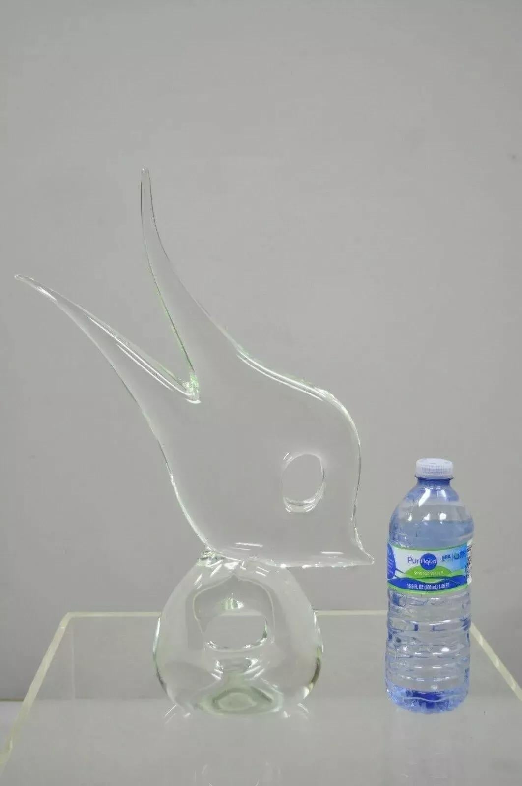 Statue de poisson abstrait italienne en cristal de 16 pouces signée à la base en vente 3