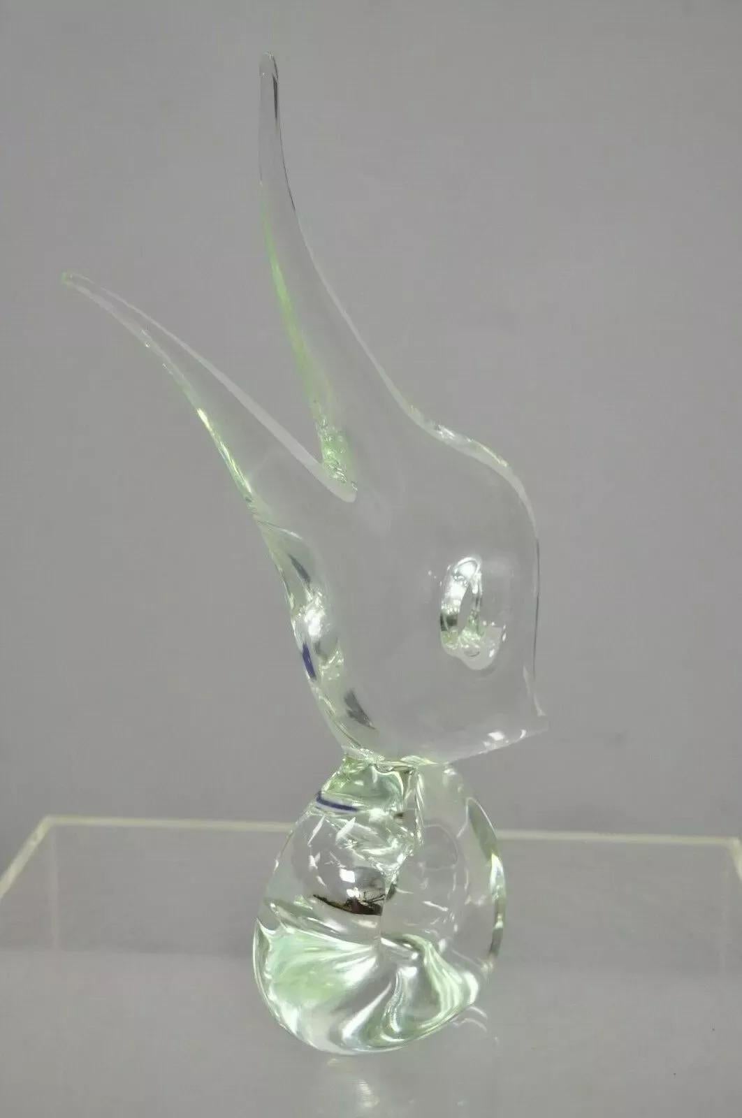 Statue de poisson abstrait italienne en cristal de 16 pouces signée à la base en vente 4