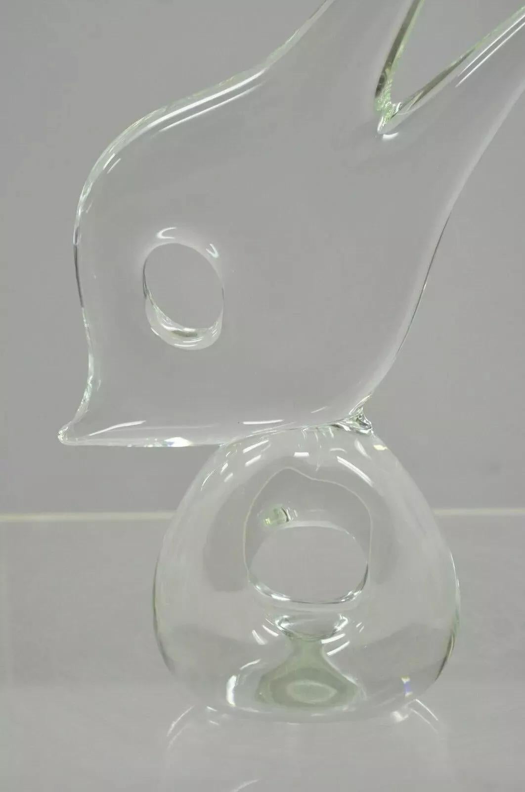 Statue de poisson abstrait italienne en cristal de 16 pouces signée à la base Bon état - En vente à Philadelphia, PA