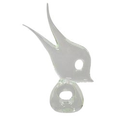 Vintage Italian Glass 16" Escultura abstracta de pez Estatua firmada en la base