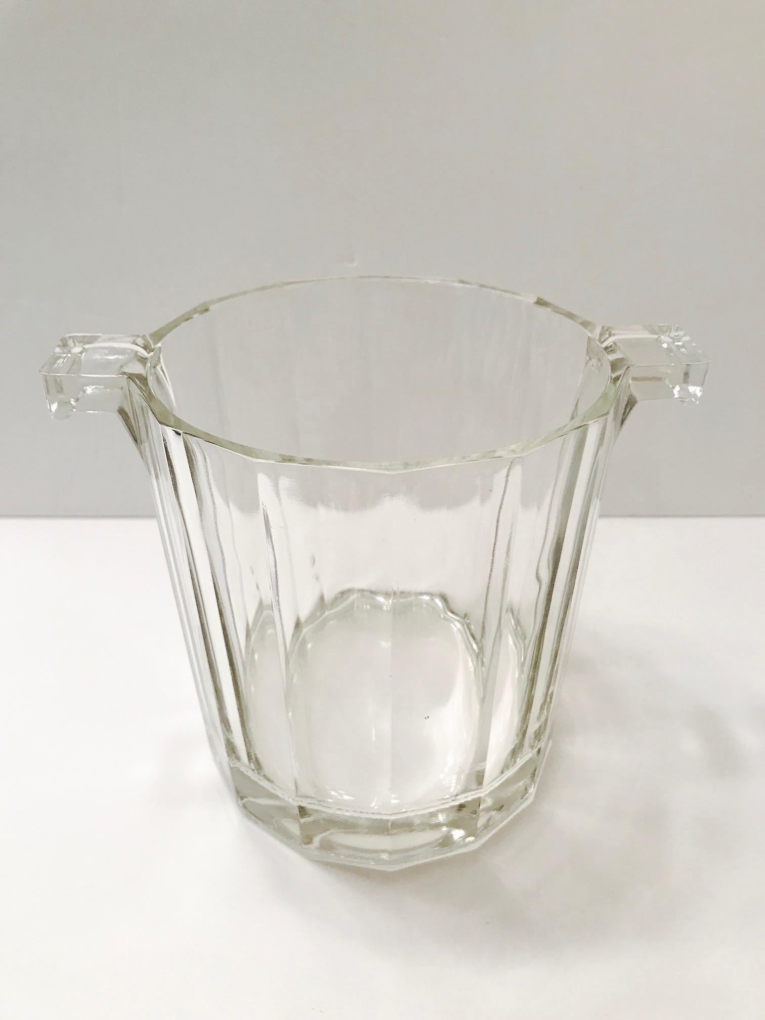 Vintage Italian Crystal Ice Bucket with Nickel Handle, 1970s 3