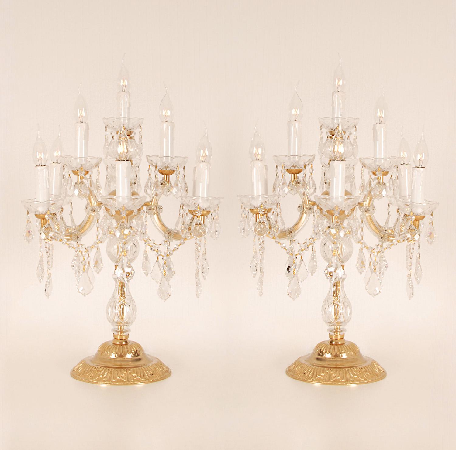 Vintage High End Tall 10 light Table Chandeliers - Palacy lamps
Material: Crystall, gold gilded bronze, Blown glass
Design: Palacy style In the manner of Baguès, Baccarat, Murano, Venice glass, Banci Firenze
Style: Marie Therese, Empire, Rococo,